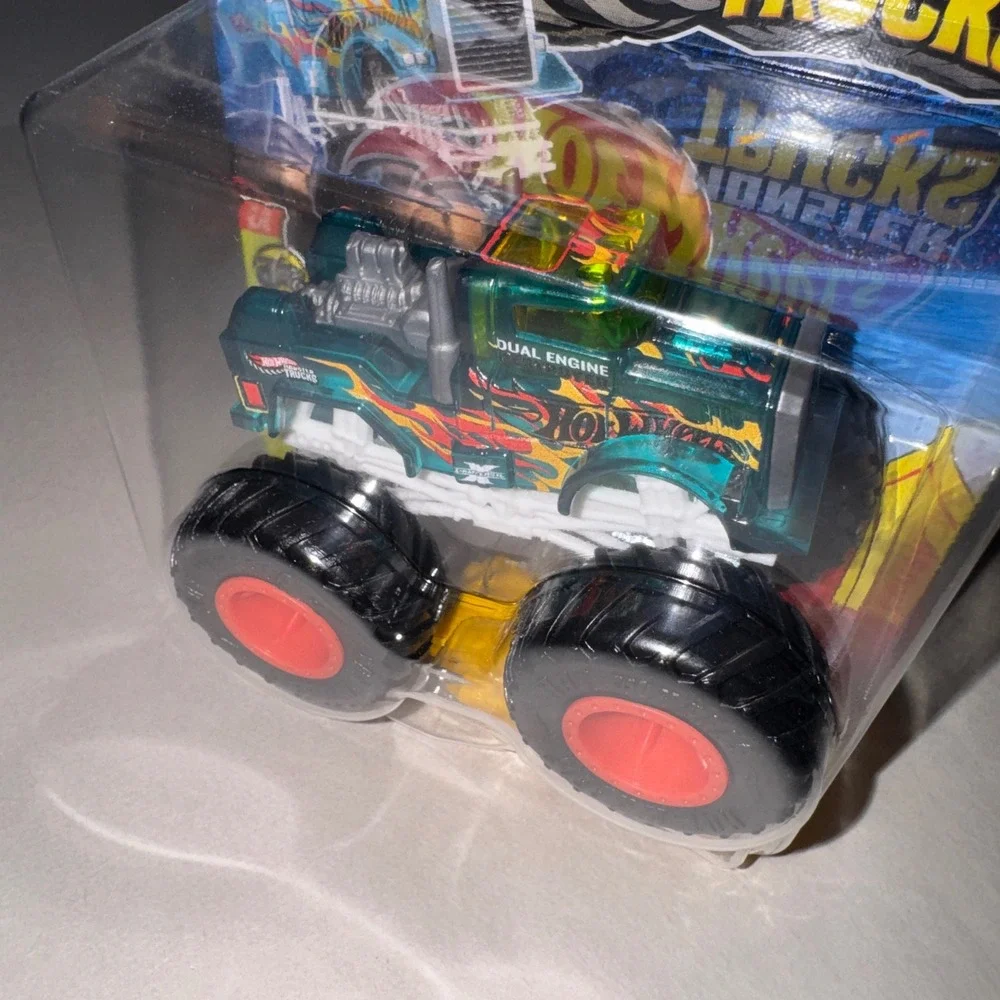 Hot Wheels Monster‎ Trucks Dual Engine Destroyer Teal Semi Truck 1:64 FYJ44 NEW